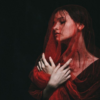 girl in dark red